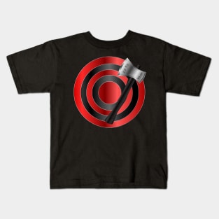 Engraved Black Handle Throwing Axe  - Black Stripe Target Kids T-Shirt